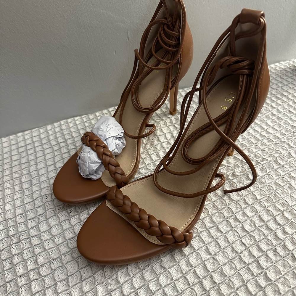 Brown Strappy Heeled Sandals